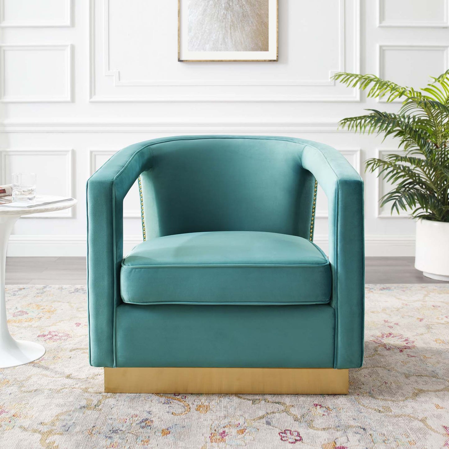 Frolick Performance Velvet Armchair, Velvet, Blue, 18689