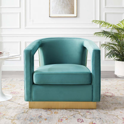 Frolick Performance Velvet Armchair, Velvet, Blue, 18689