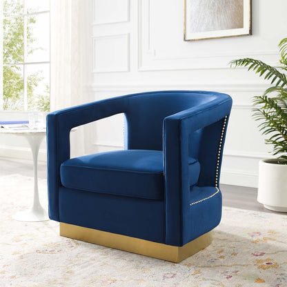 Frolick Performance Velvet Armchair, Velvet, Blue Navy, 18690