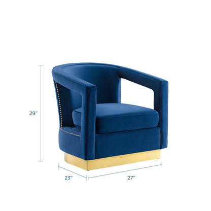 Frolick Performance Velvet Armchair, Velvet, Blue Navy, 18690