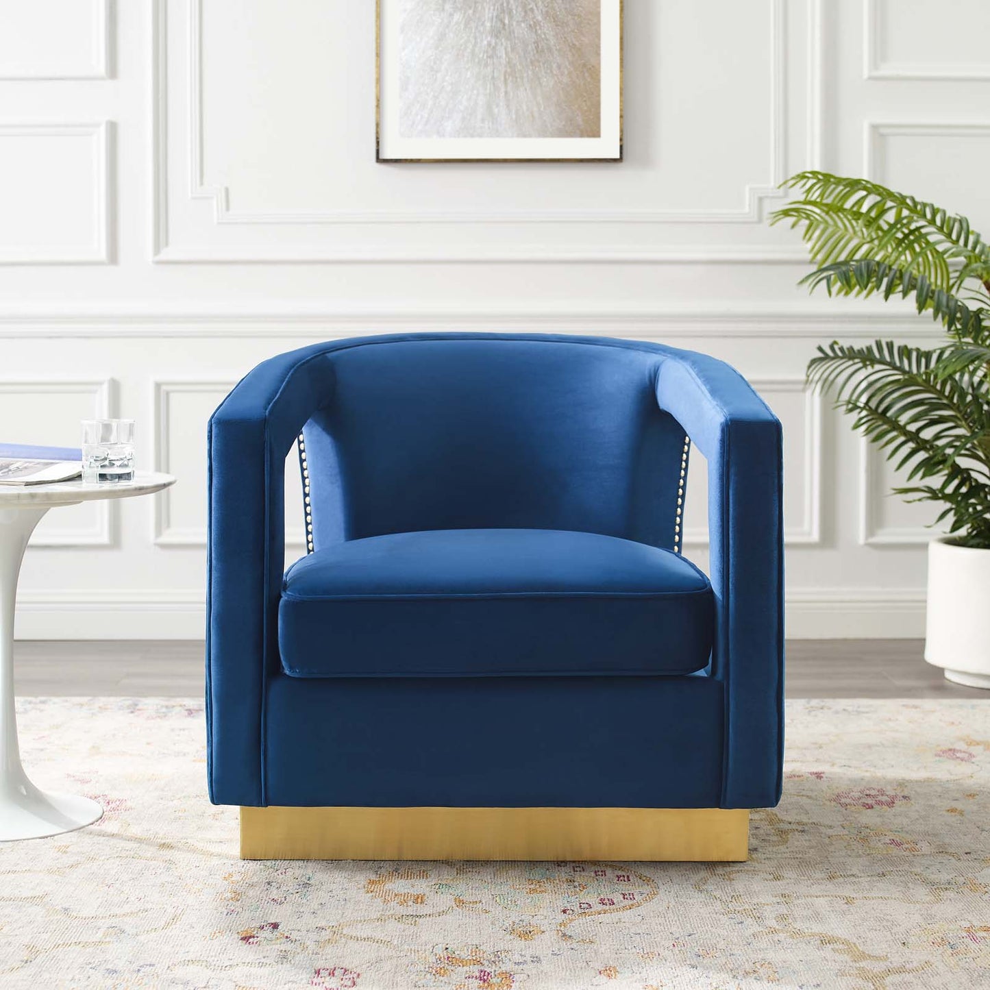 Frolick Performance Velvet Armchair, Velvet, Blue Navy, 18690