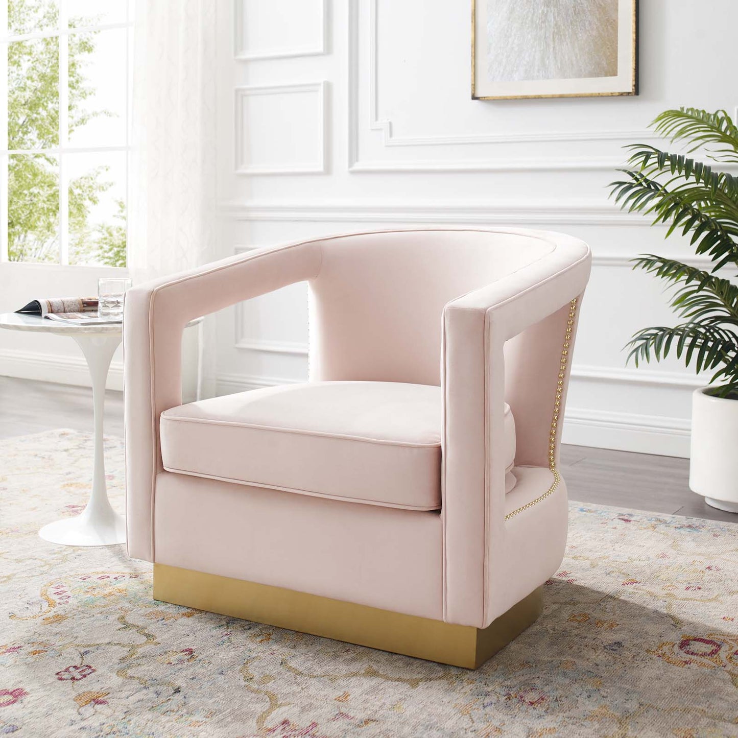 Frolick Performance Velvet Armchair, Velvet, Pink, 18691