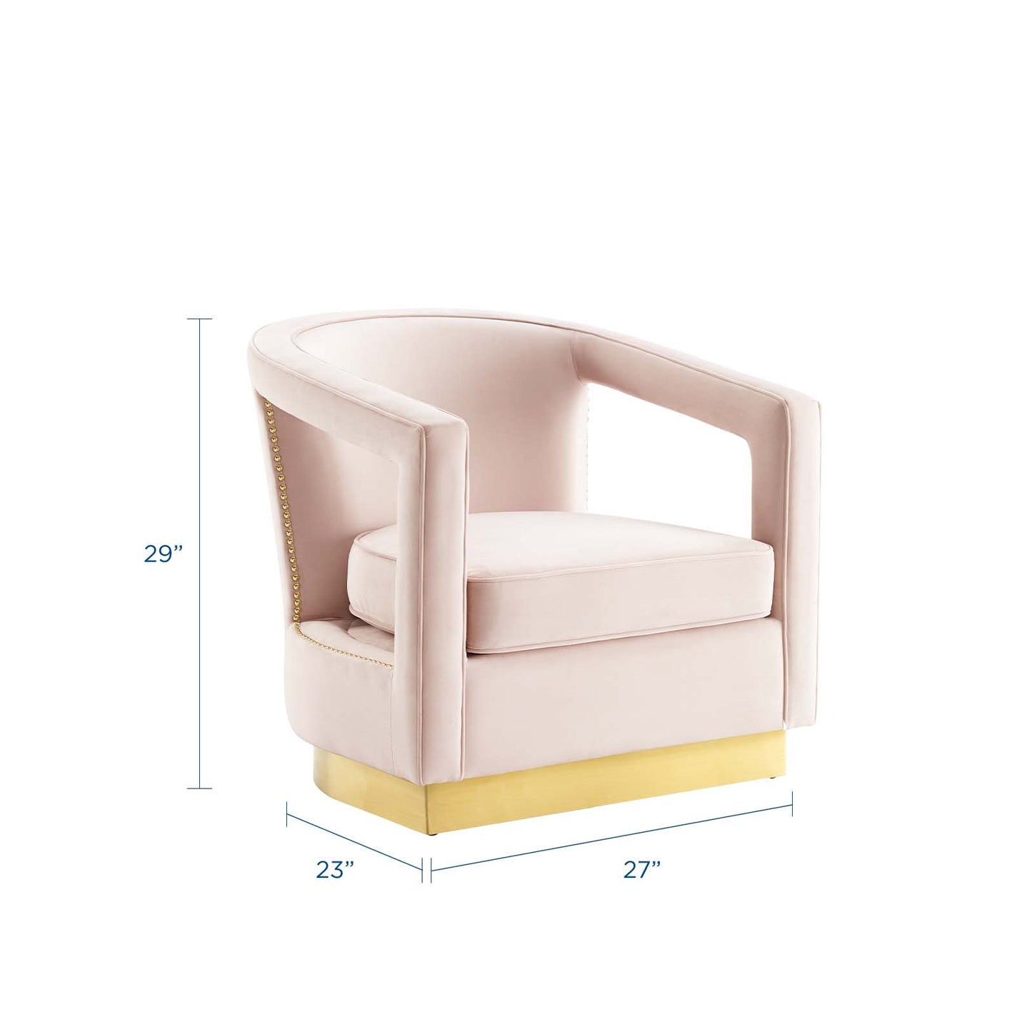 Frolick Performance Velvet Armchair, Velvet, Pink, 18691