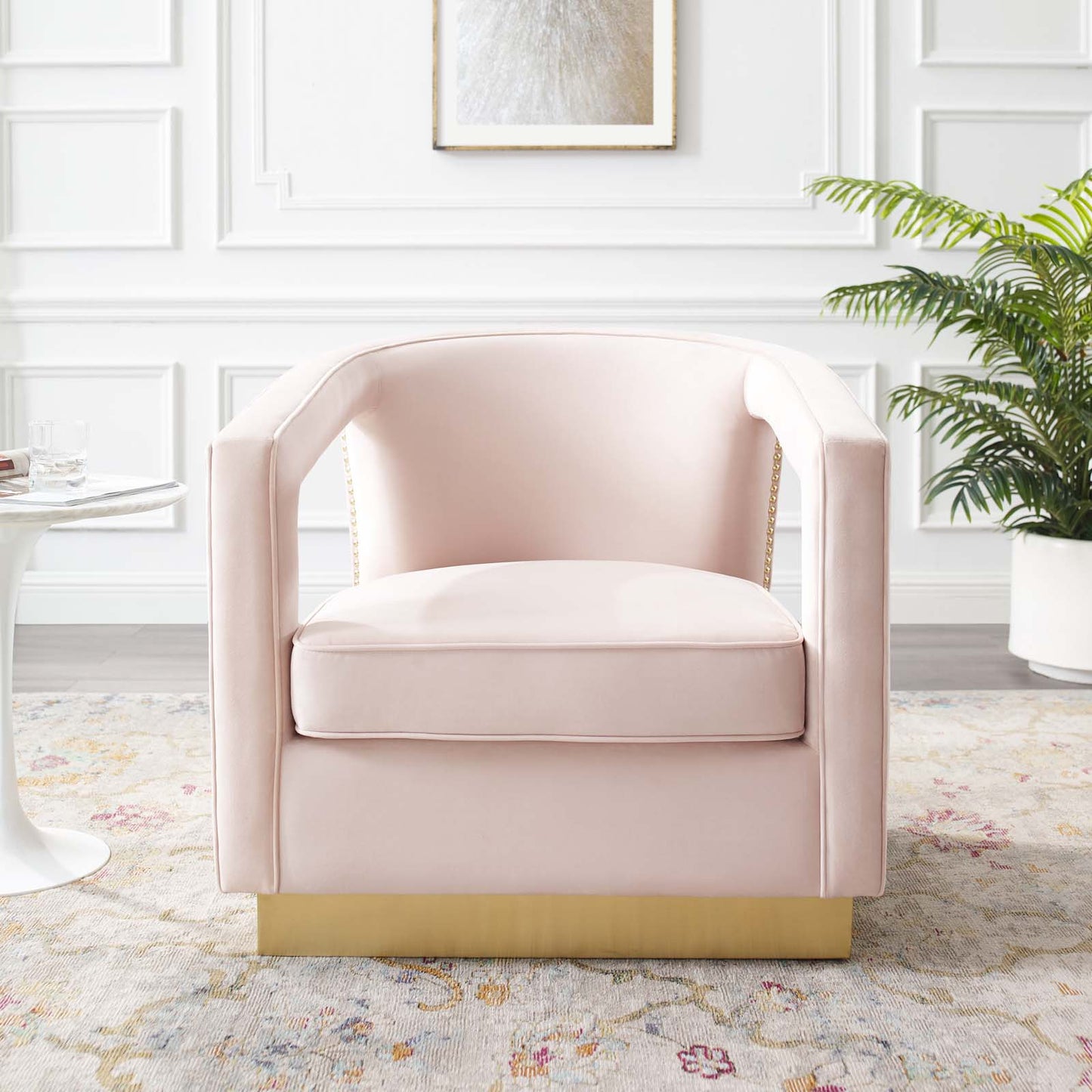Frolick Performance Velvet Armchair, Velvet, Pink, 18691