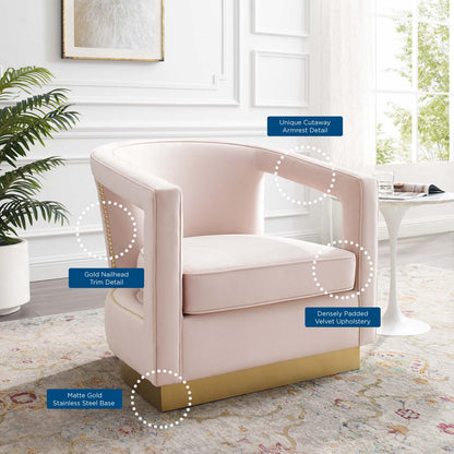 Frolick Performance Velvet Armchair, Velvet, Pink, 18691