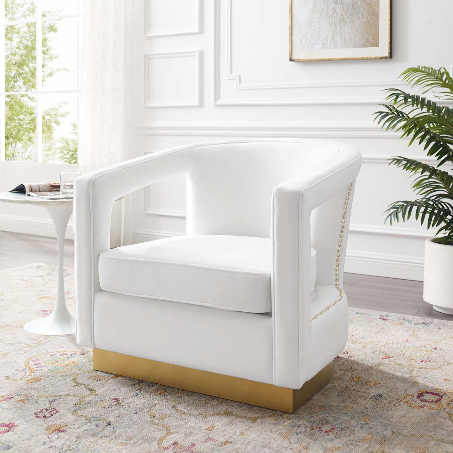 Frolick Performance Velvet Armchair, Velvet, White, 18692