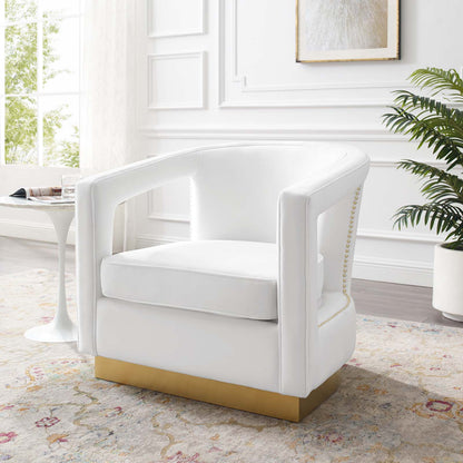Frolick Performance Velvet Armchair, Velvet, White, 18692
