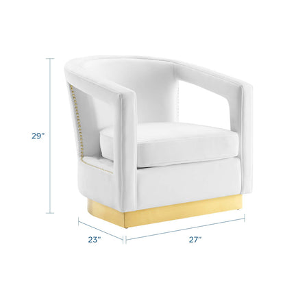 Frolick Performance Velvet Armchair, Velvet, White, 18692