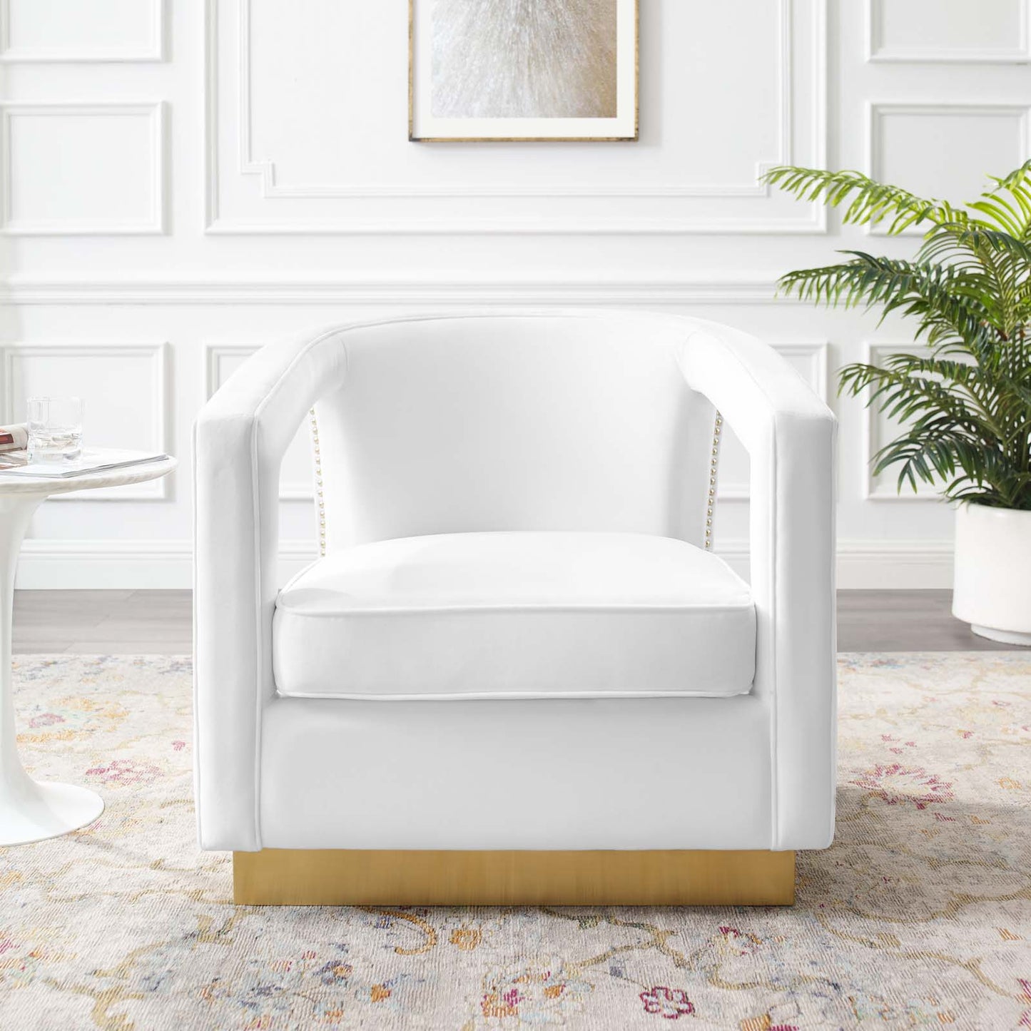 Frolick Performance Velvet Armchair, Velvet, White, 18692
