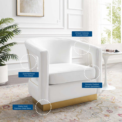 Frolick Performance Velvet Armchair, Velvet, White, 18692