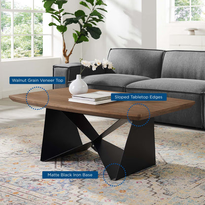 Gemini Coffee Table, Wood, Metal Steel, Brown Walnut, 18693