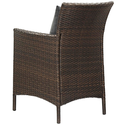Conduit 5 Piece Outdoor Patio Wicker Rattan Set, Rattan Wicker, Brown Gray Grey, 18034
