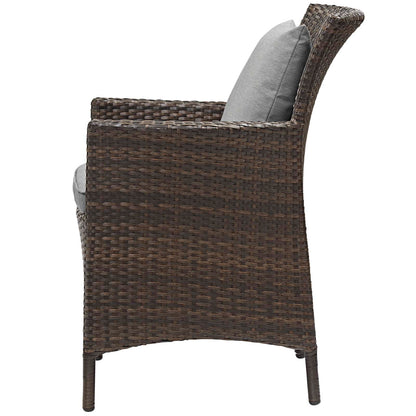 Conduit 5 Piece Outdoor Patio Wicker Rattan Set, Rattan Wicker, Brown Gray Grey, 18037