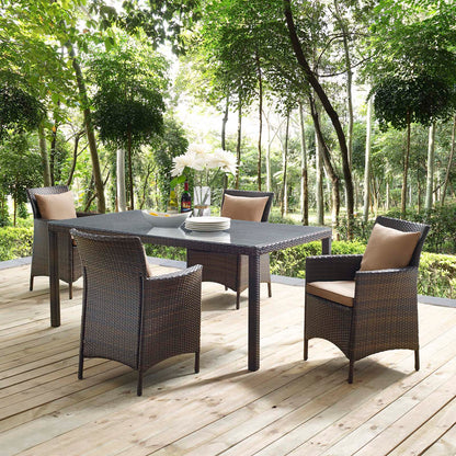 Conduit 5 Piece Outdoor Patio Wicker Rattan Set, Rattan Wicker, Brown, 18038