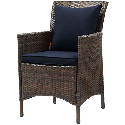 Conduit 5 Piece Outdoor Patio Wicker Rattan Set, Rattan Wicker, Brown Navy Blue, 18039