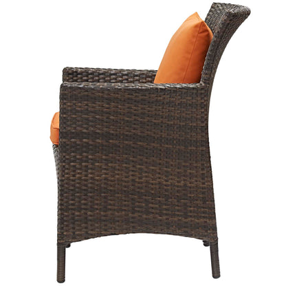 Conduit 5 Piece Outdoor Patio Wicker Rattan Set, Rattan Wicker, Brown Orange, 18040