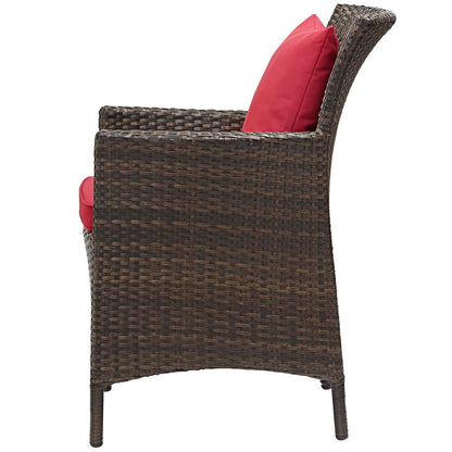 Conduit 5 Piece Outdoor Patio Wicker Rattan Set, Rattan Wicker, Brown Red, 18042
