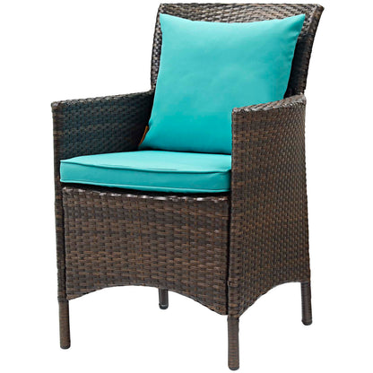Conduit 5 Piece Outdoor Patio Wicker Rattan Set, Rattan Wicker, Brown Blue, 18043