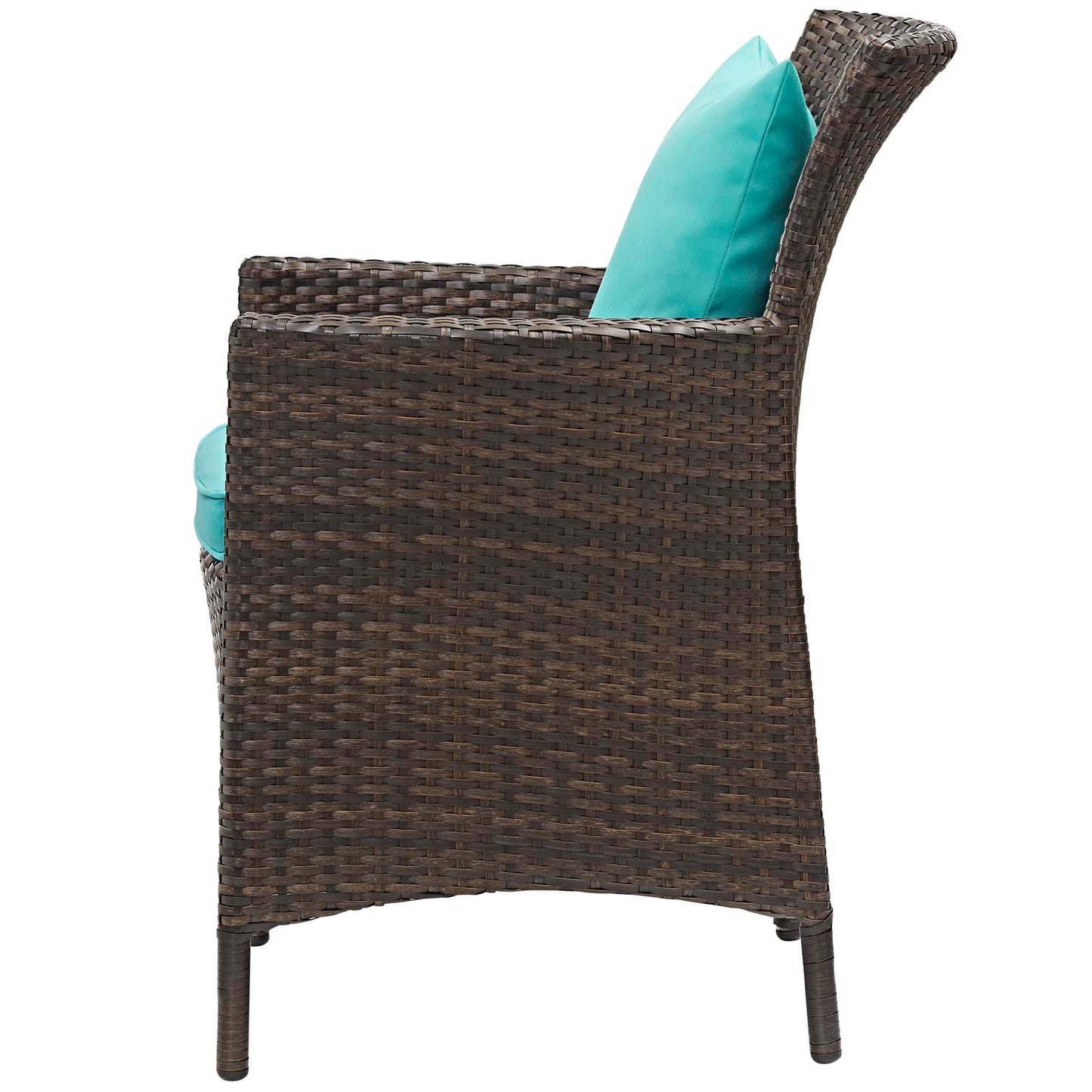 Conduit 5 Piece Outdoor Patio Wicker Rattan Set, Rattan Wicker, Brown Blue, 18043