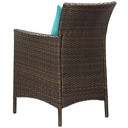 Conduit 5 Piece Outdoor Patio Wicker Rattan Set, Rattan Wicker, Brown Blue, 18043