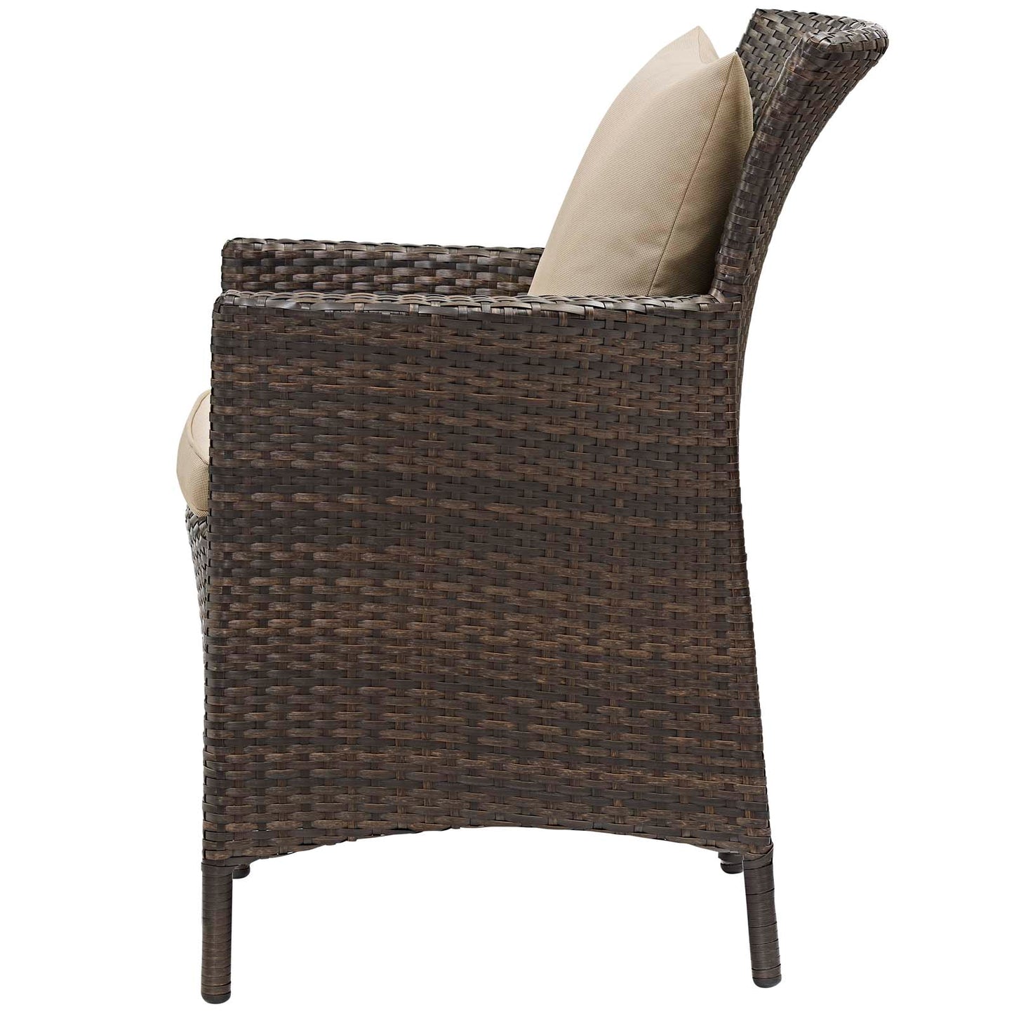 Conduit 5 Piece Outdoor Patio Wicker Rattan Set, Rattan Wicker, Brown Beige, 18045