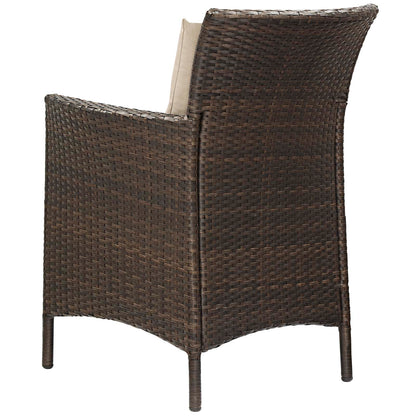 Conduit 5 Piece Outdoor Patio Wicker Rattan Set, Rattan Wicker, Brown Beige, 18045
