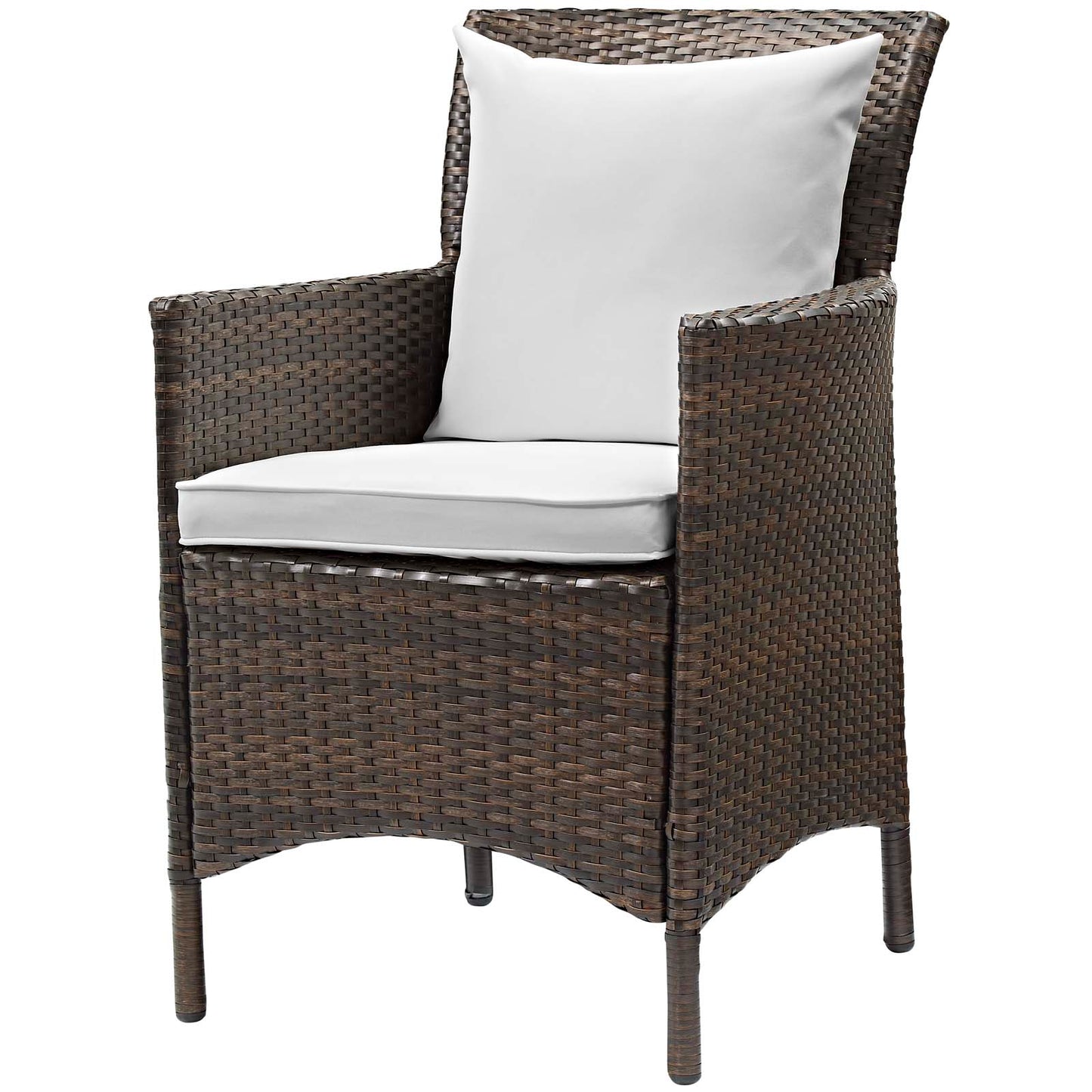 Conduit 5 Piece Outdoor Patio Wicker Rattan Set, Rattan, Wicker, Brown White, 18697