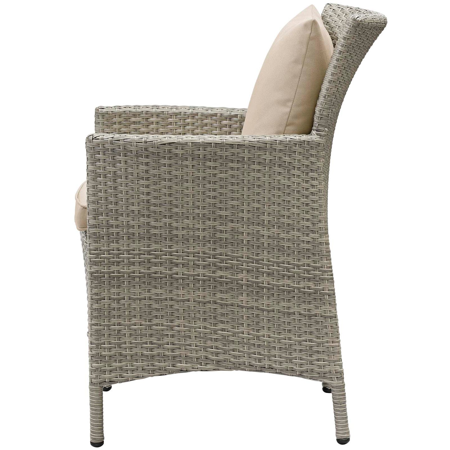 Conduit 5 Piece Outdoor Patio Wicker Rattan Dining Set, Rattan, Wicker, Light Grey Gray Beige, 18698