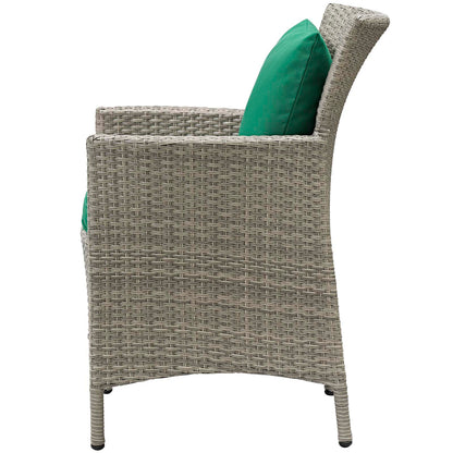 Conduit 5 Piece Outdoor Patio Wicker Rattan Dining Set, Rattan, Wicker, Light Grey Gray Green, 18701