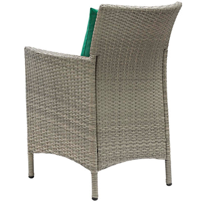 Conduit 5 Piece Outdoor Patio Wicker Rattan Dining Set, Rattan, Wicker, Light Grey Gray Green, 18701