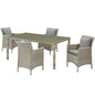 Conduit 5 Piece Outdoor Patio Wicker Rattan Dining Set, Rattan, Wicker, Grey Gray, 18702