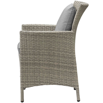 Conduit 5 Piece Outdoor Patio Wicker Rattan Dining Set, Rattan, Wicker, Grey Gray, 18702