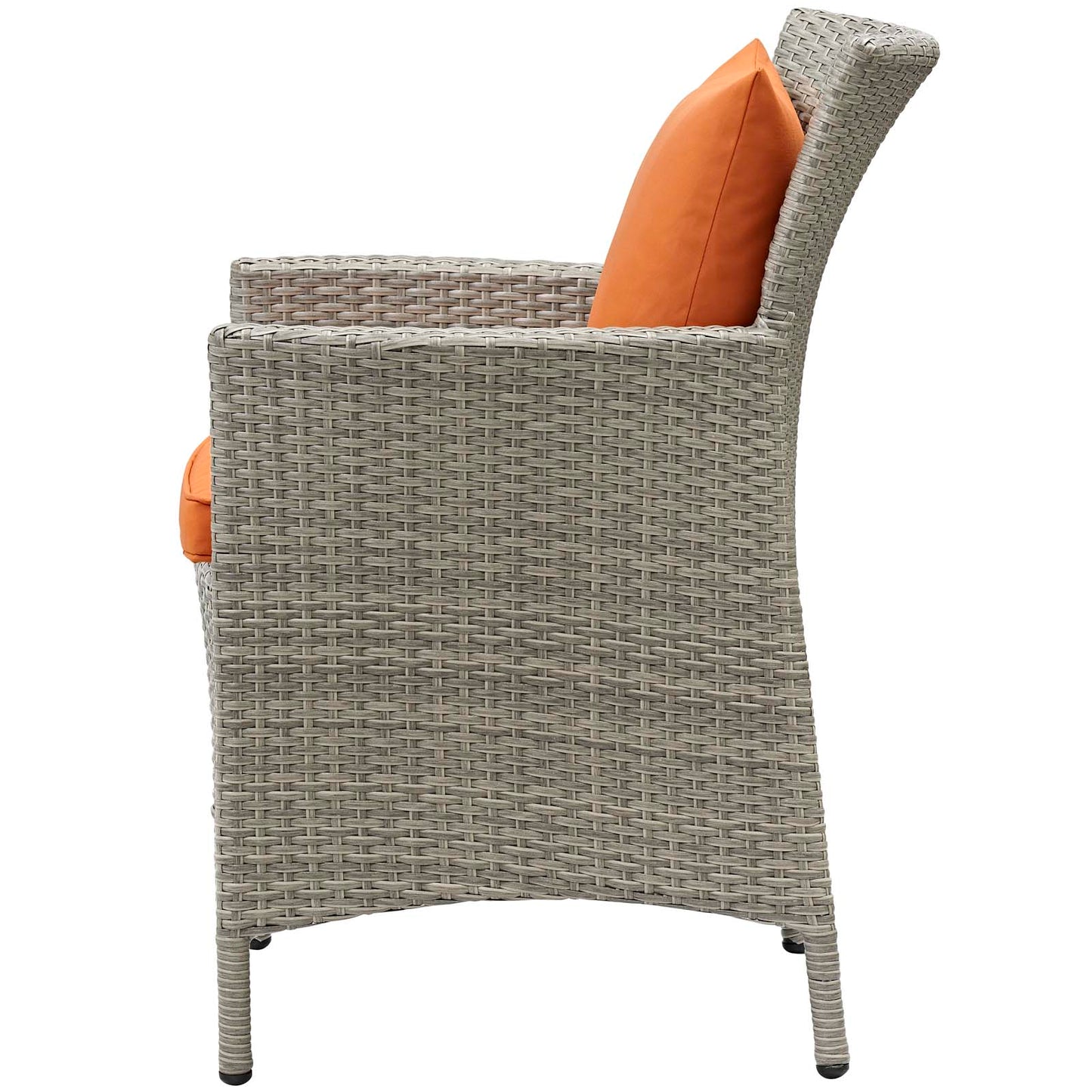 Conduit 5 Piece Outdoor Patio Wicker Rattan Dining Set, Rattan, Wicker, Light Grey Gray Orange, 18705