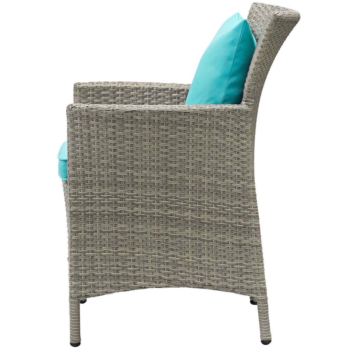 Conduit 5 Piece Outdoor Patio Wicker Rattan Dining Set, Rattan, Wicker, Light Grey Gray Blue, 18708