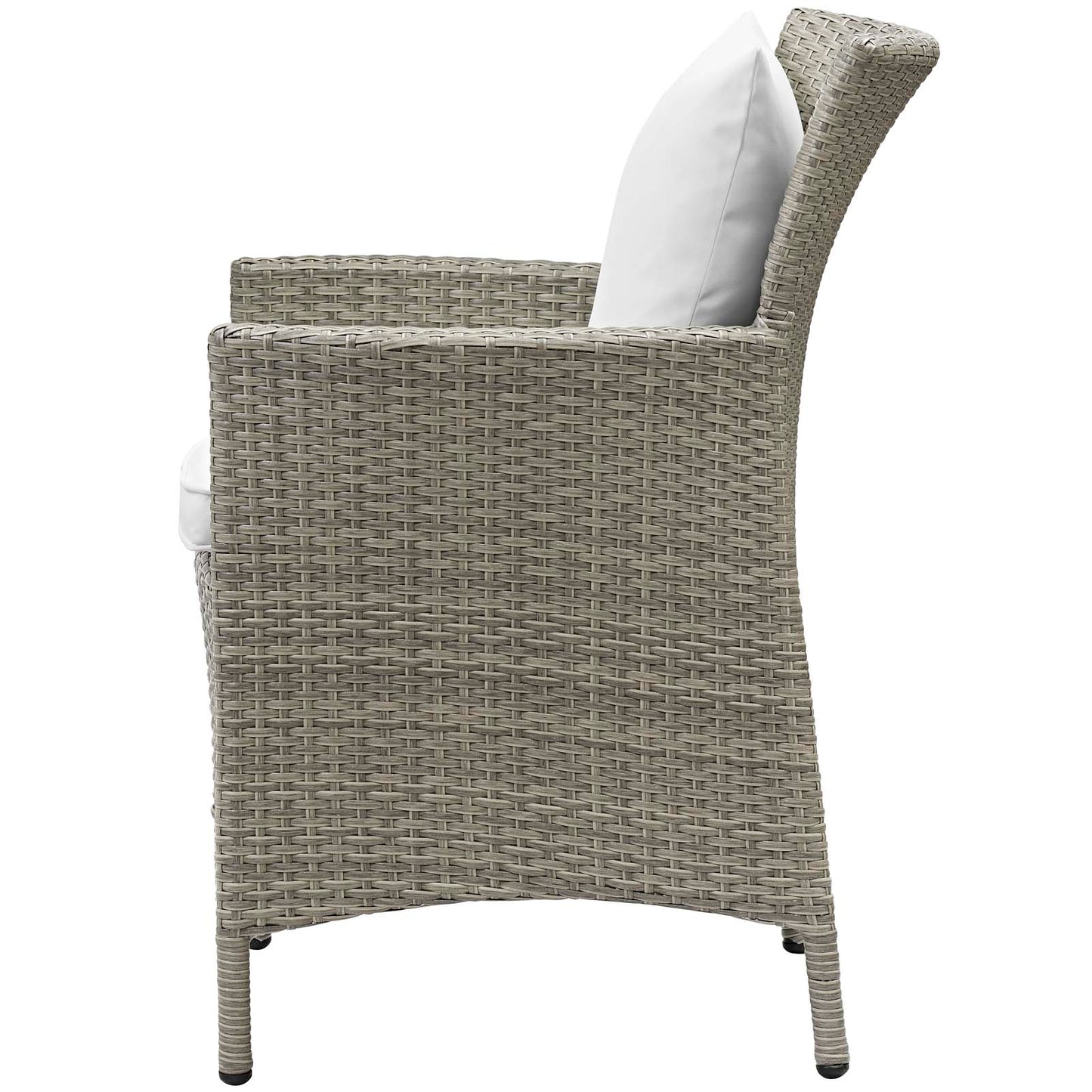 Conduit 5 Piece Outdoor Patio Wicker Rattan Dining Set, Rattan, Wicker, Light Grey Gray White, 18709