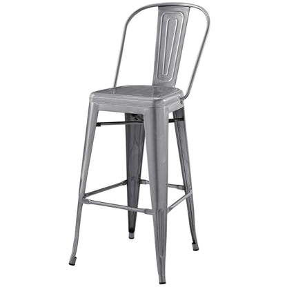 Promenade Bar Side Stool Set of 4, Metal, Steel, Gunmetal Silver, 18710