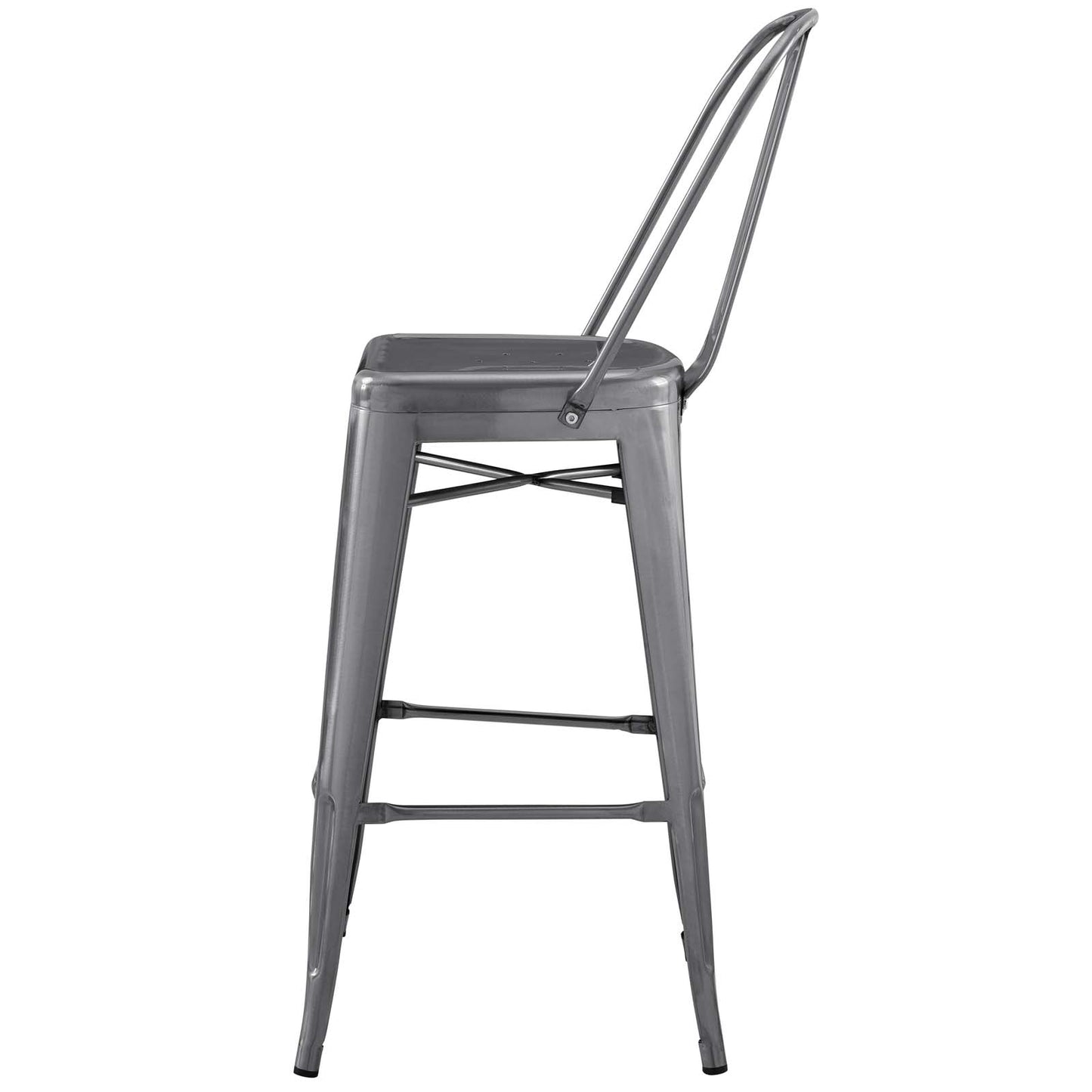 Promenade Bar Side Stool Set of 4, Metal, Steel, Gunmetal Silver, 18710