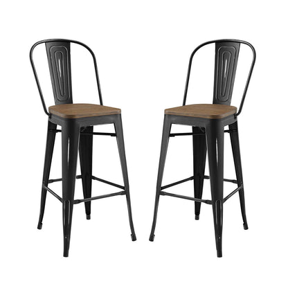 Promenade Bar Stool Set of 2, Wood, Metal Steel, Black, 18711