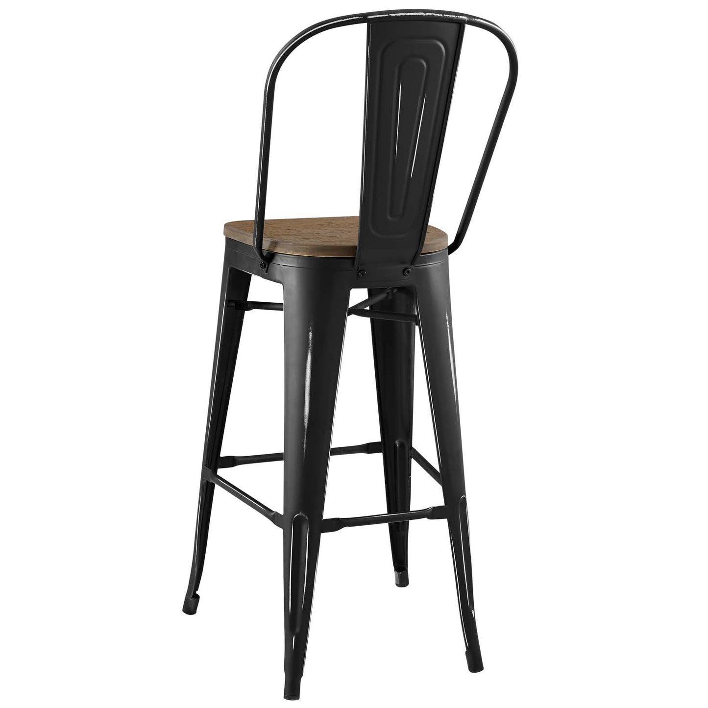 Promenade Bar Stool Set of 2, Wood, Metal Steel, Black, 18711