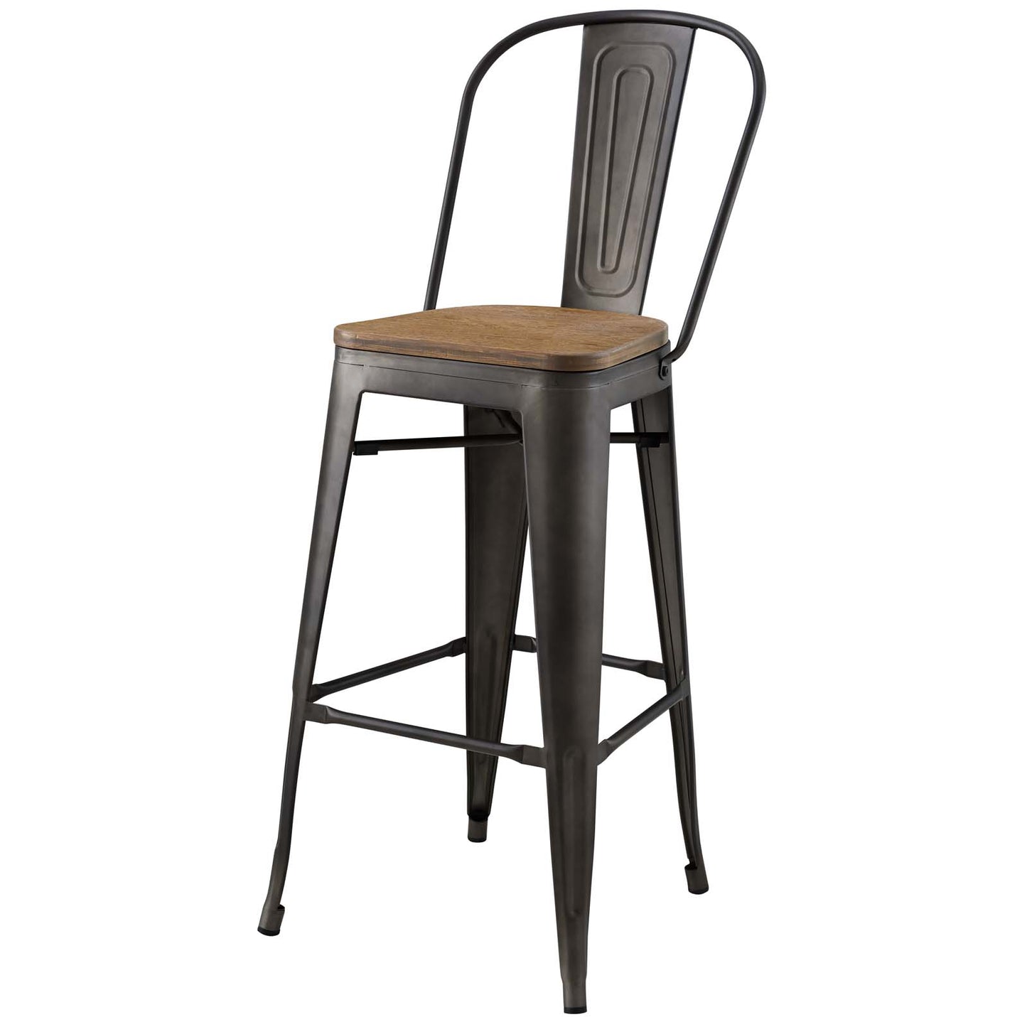 Promenade Bar Stool Set of 2, Wood, Metal Steel, Brown, 18712