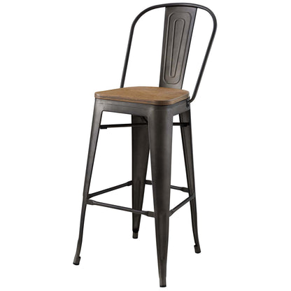 Promenade Bar Stool Set of 2, Wood, Metal Steel, Brown, 18712