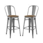 Promenade Bar Stool Set of 2, Wood, Metal Steel, Gunmetal Silver, 18713