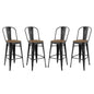 Promenade Bar Stool Set of 4, Wood, Metal Steel, Black, 18715