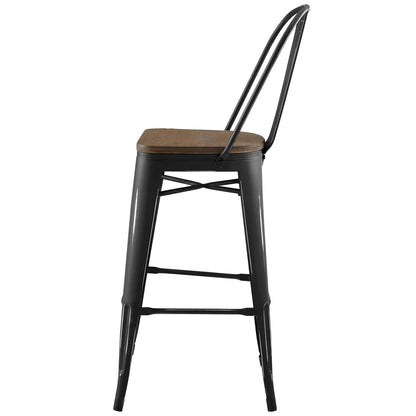 Promenade Bar Stool Set of 4, Wood, Metal Steel, Black, 18715