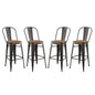 Promenade Bar Stool Set of 4, Wood, Metal Steel, Brown, 18716