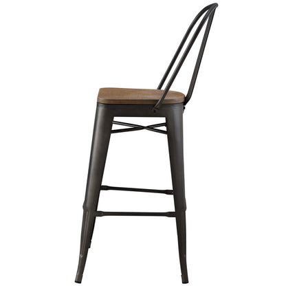 Promenade Bar Stool Set of 4, Wood, Metal Steel, Brown, 18716