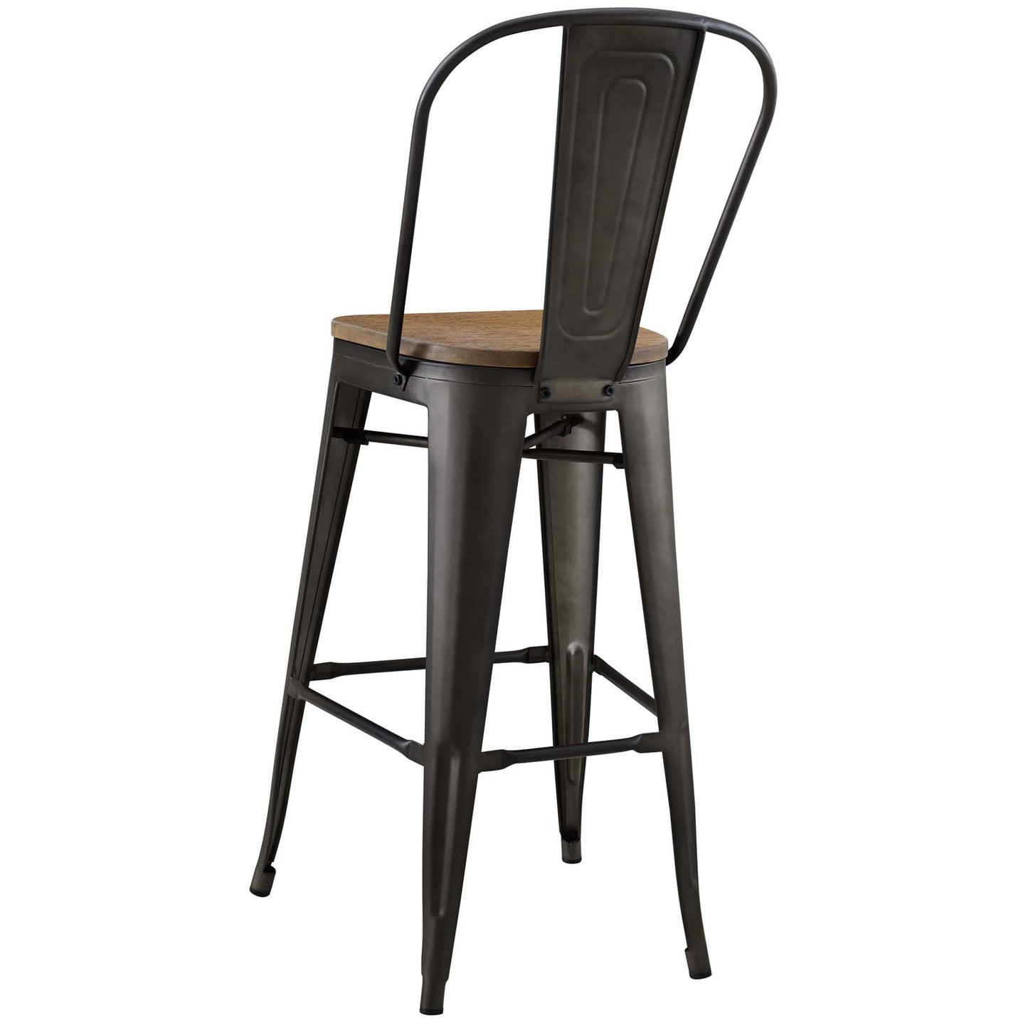 Promenade Bar Stool Set of 4, Wood, Metal Steel, Brown, 18716