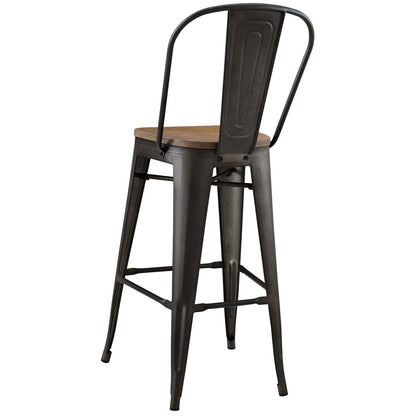 Promenade Bar Stool Set of 4, Wood, Metal Steel, Brown, 18716