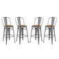 Promenade Bar Stool Set of 4, Wood, Metal Steel, Gunmetal Silver, 18717