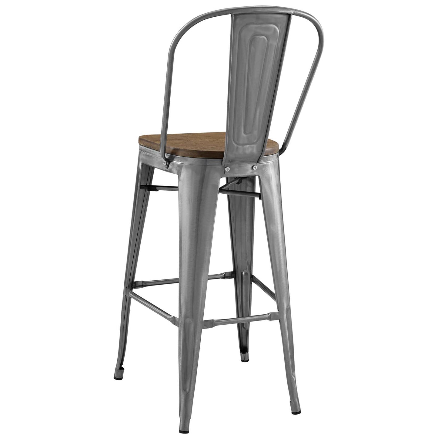 Promenade Bar Stool Set of 4, Wood, Metal Steel, Gunmetal Silver, 18717